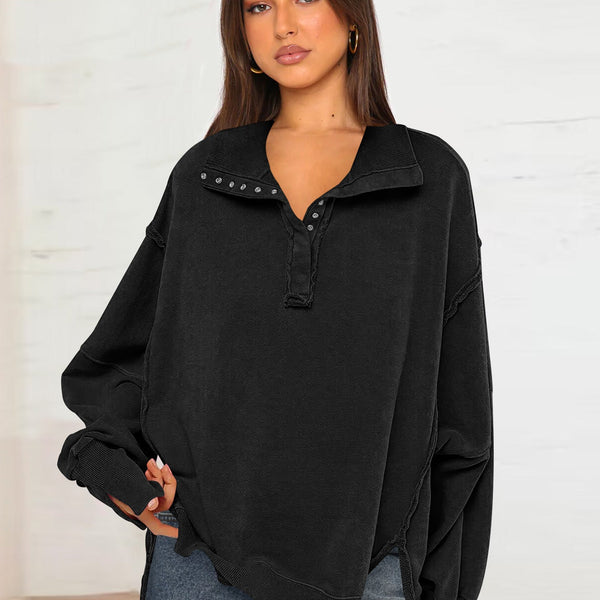 Oversize Yaka Kesik Sweatshirt