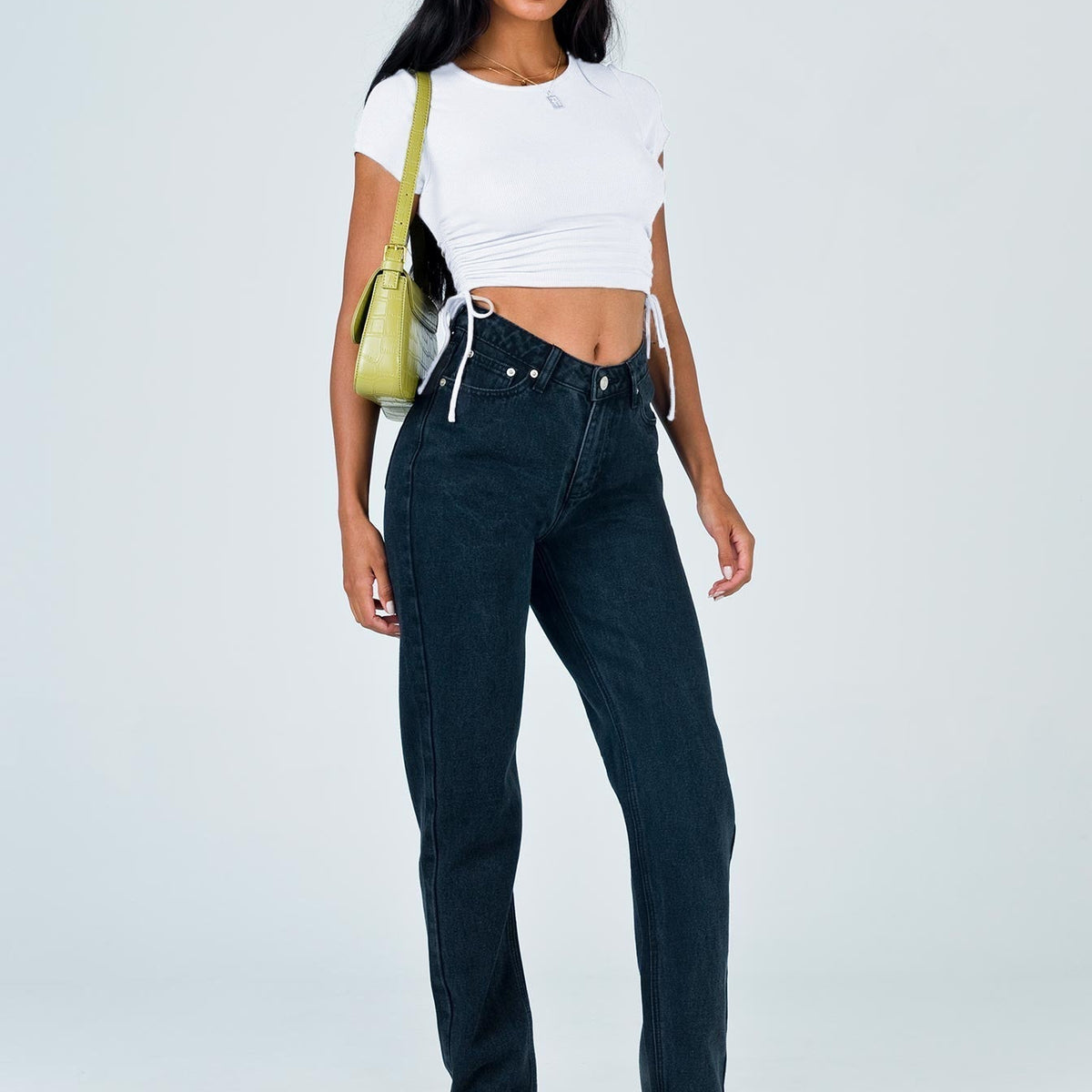 Midriff Açık Çizgili Kısa Üst