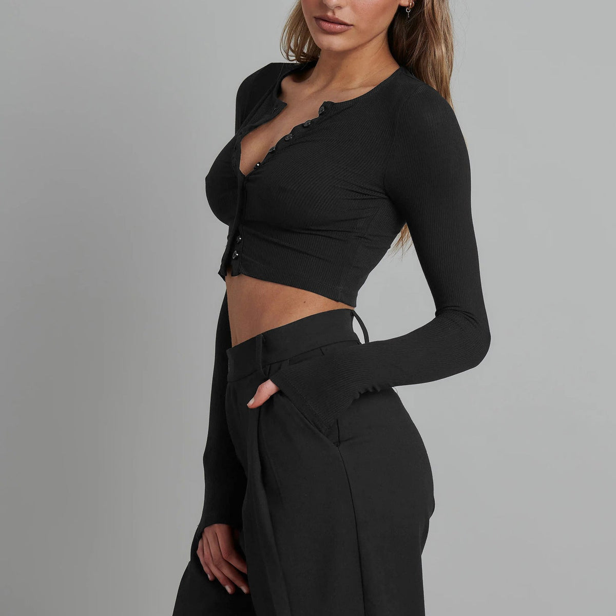 Slim-fit Ribana Desenli Kısa Hırka
