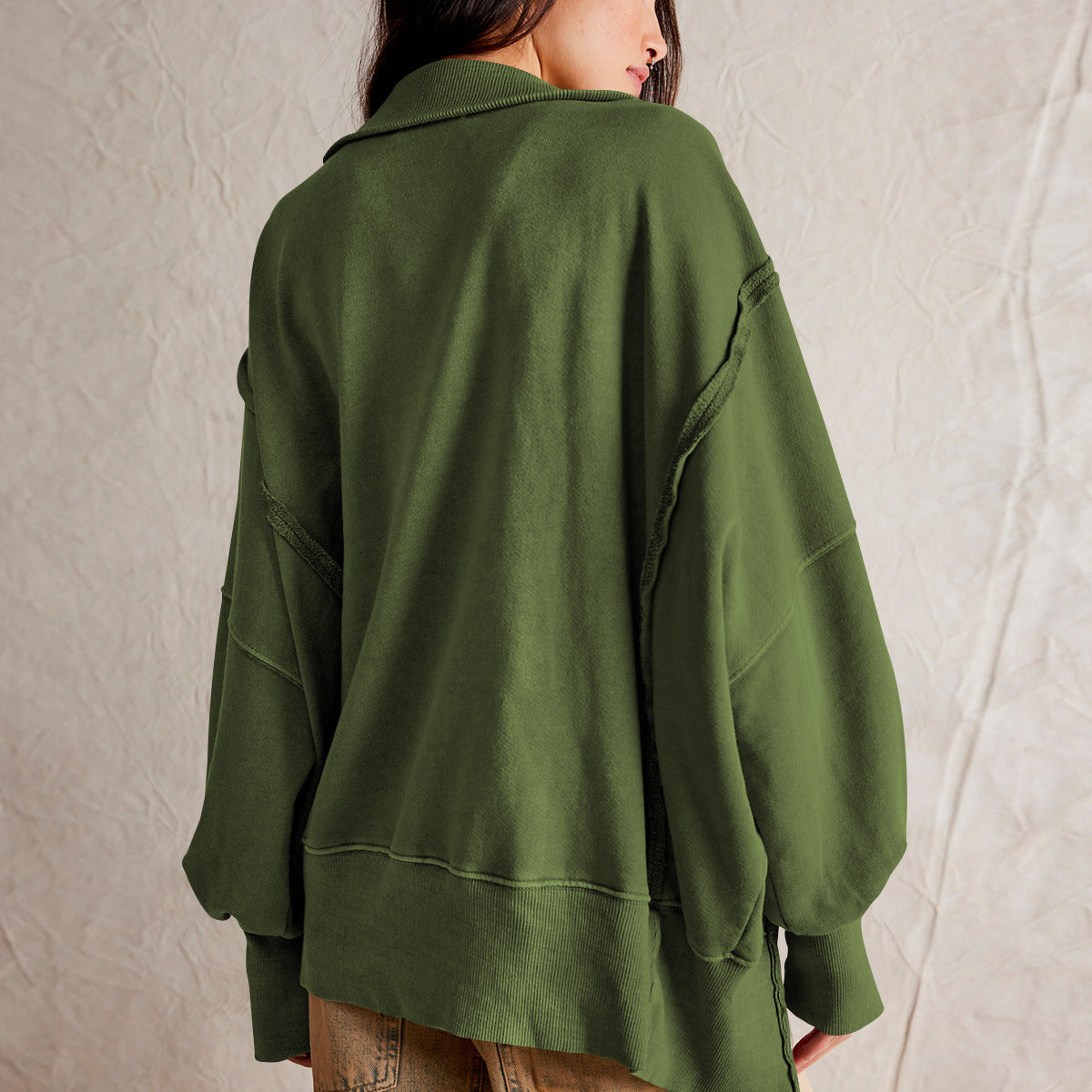 Oversize Yaka Kesik Sweatshirt