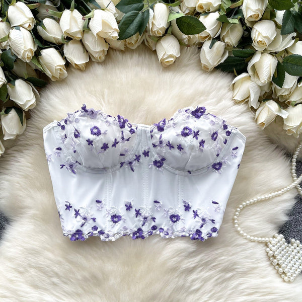 Off-shoulder Çiçek İşlemeli Dantel Bluz