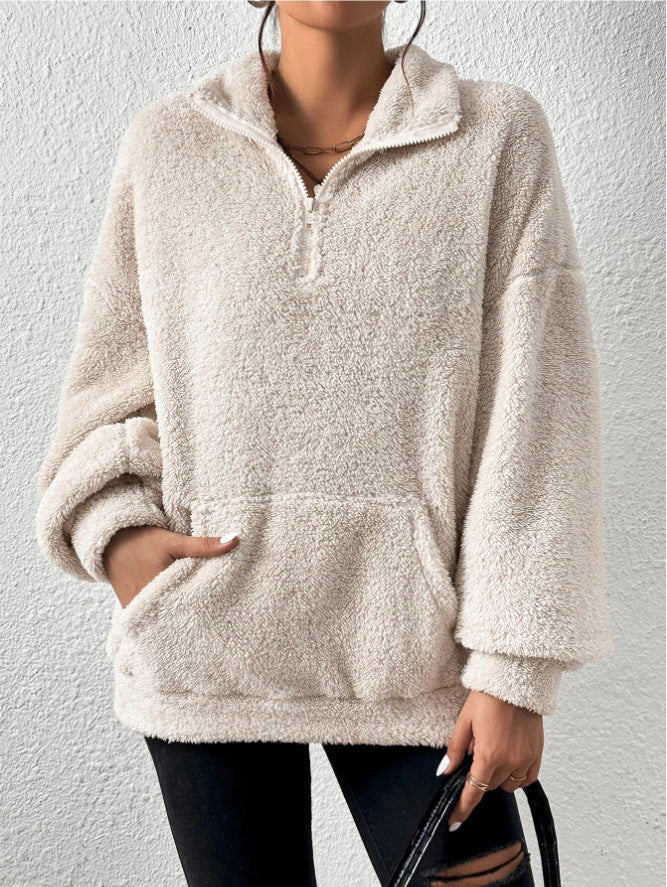 Yüksek Yaka Yumuşak Polar Sweatshirt