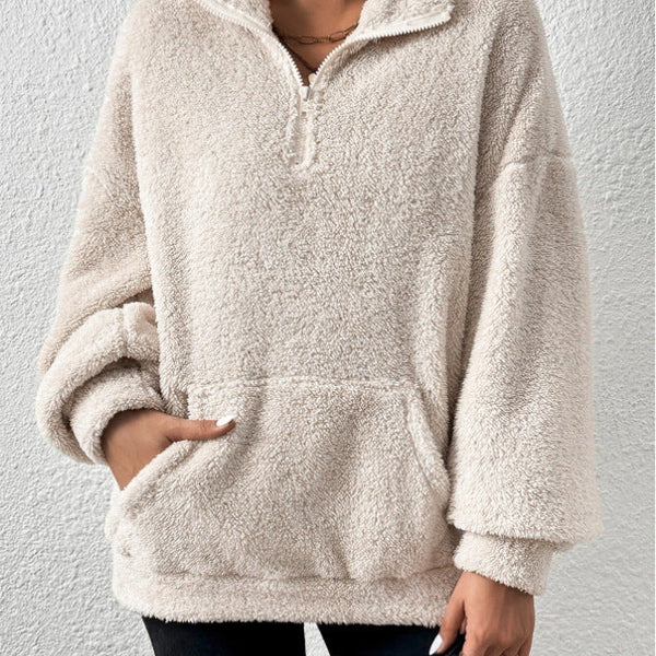 Yüksek Yaka Yumuşak Polar Sweatshirt