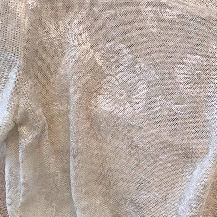 Vintage Jakarlı Pliseli Ağı Mesh Üst