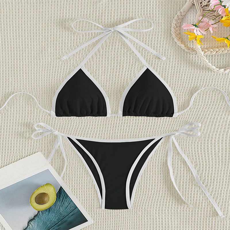 Renkli Seksi Yırtık Bikini Mayo