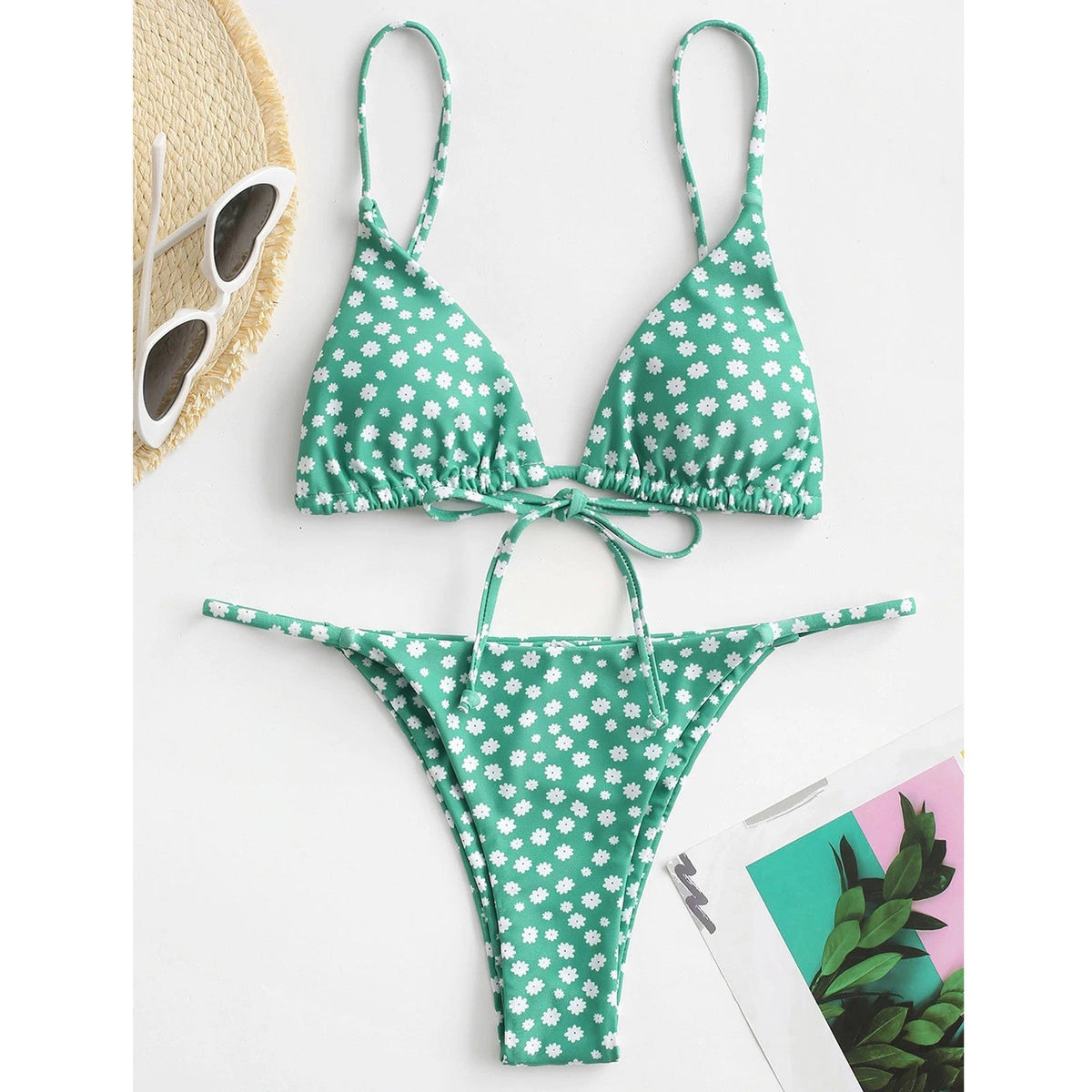 Vintage Baskılı Üç Parça Bikini