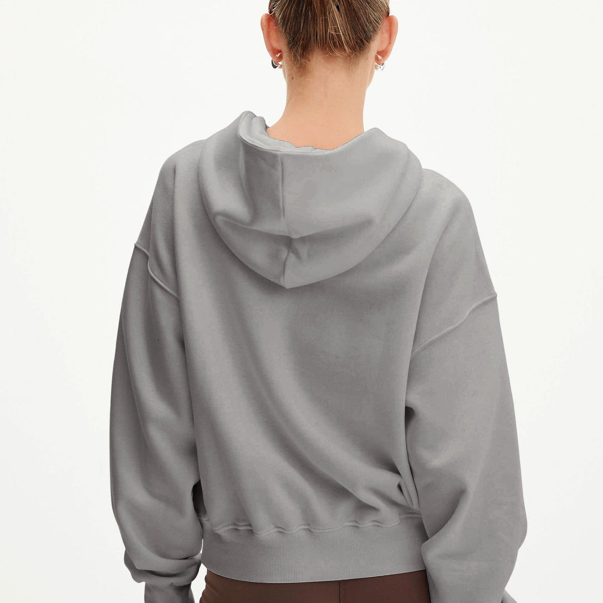 Moda Yarım Fermuarlı Kapüşonlu Sweatshirt