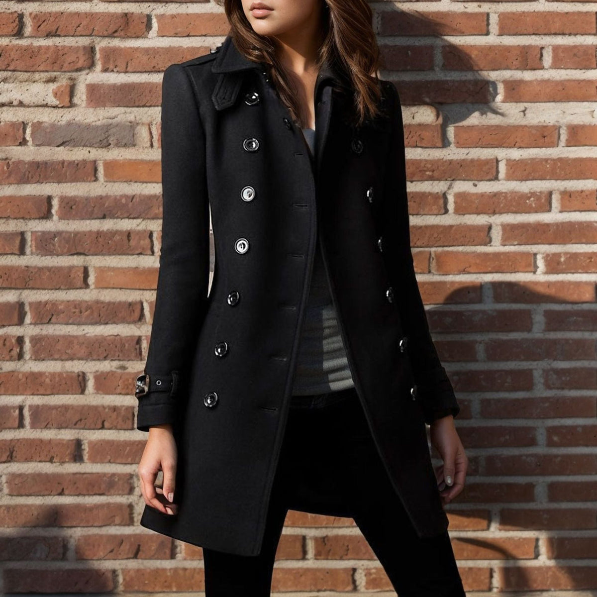 Niş İki Düğmeli Tweed Palto