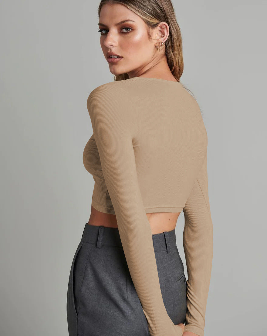 Slim-fit Ribana Desenli Kısa Hırka