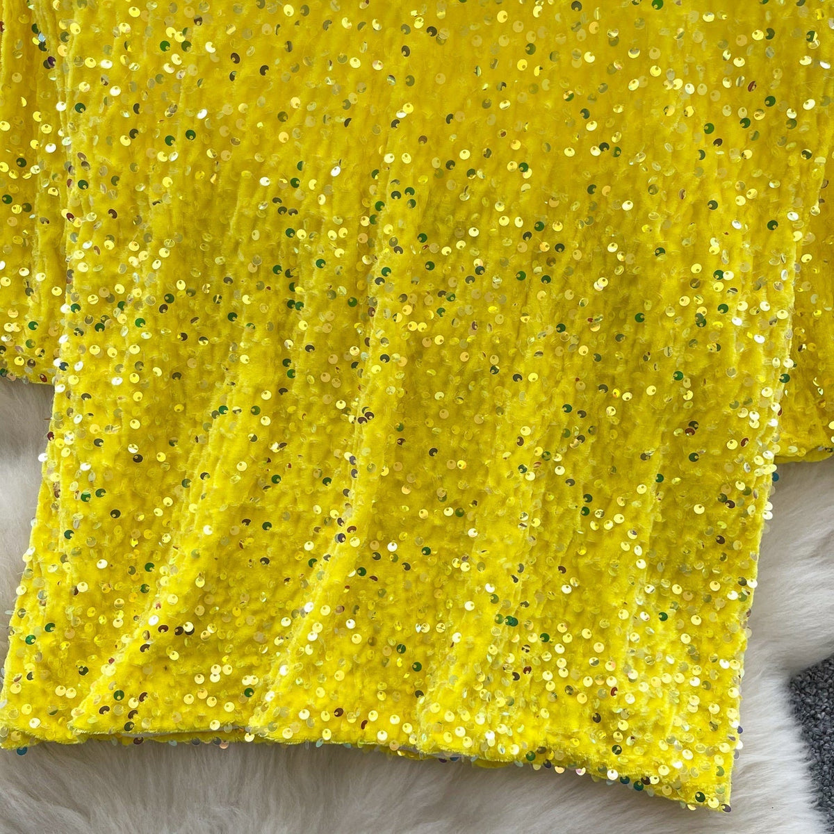Crew Neck Payetli Kısa Tişört