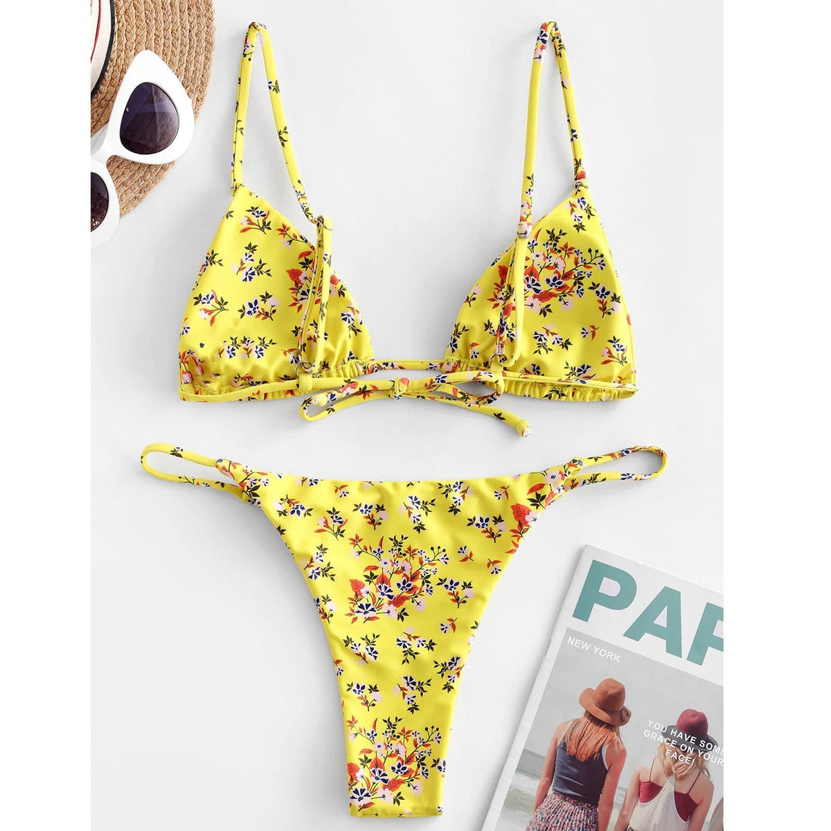 Vintage Baskılı Üç Parça Bikini