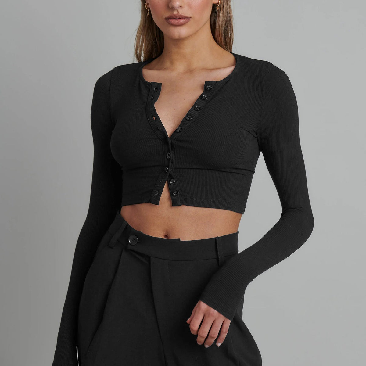 Slim-fit Ribana Desenli Kısa Hırka