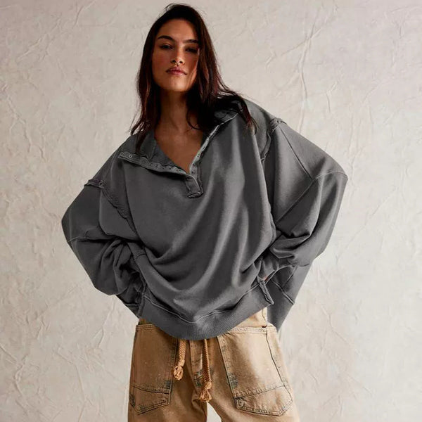 Oversize Yaka Kesik Sweatshirt