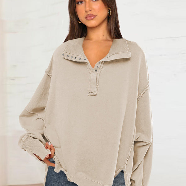 Oversize Yaka Kesik Sweatshirt