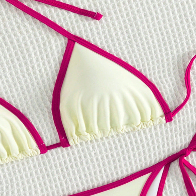 Renkli Seksi Yırtık Bikini Mayo