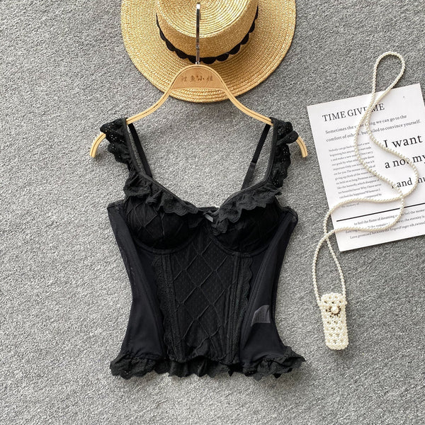 Saray Danteli Patchwork Balık Kemiği Askılı Bluz