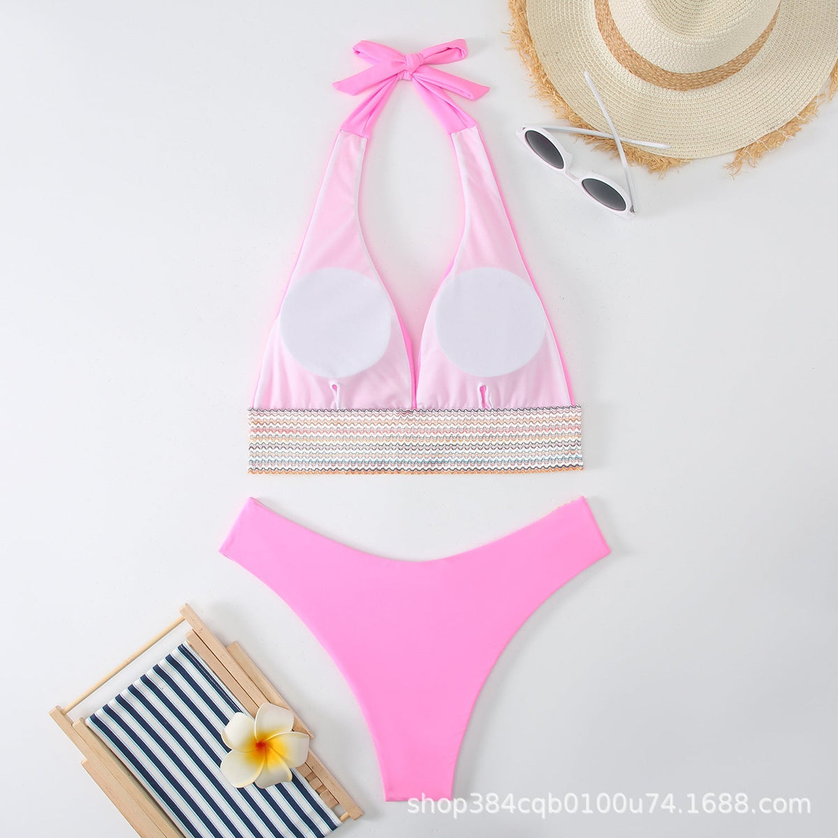Sıkı Düz Renk Sırt Açık Bikini