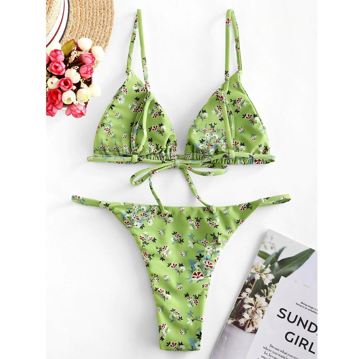 Vintage Baskılı Üç Parça Bikini