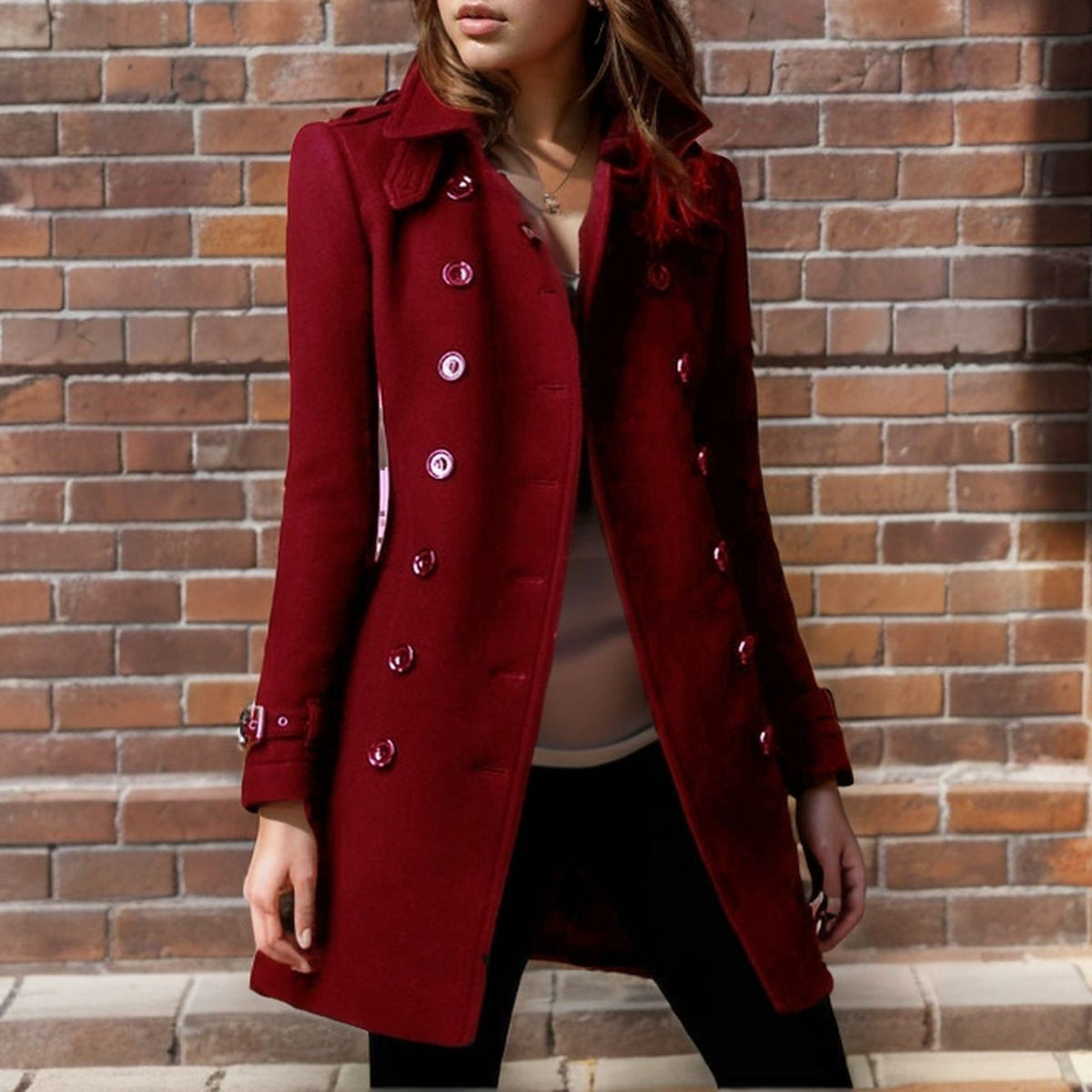 Niş İki Düğmeli Tweed Palto