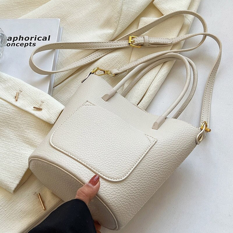 Bellachicha Kadın Kova Çantası Minimalist Renk Şık Taşınabilir Kompozit Çanta