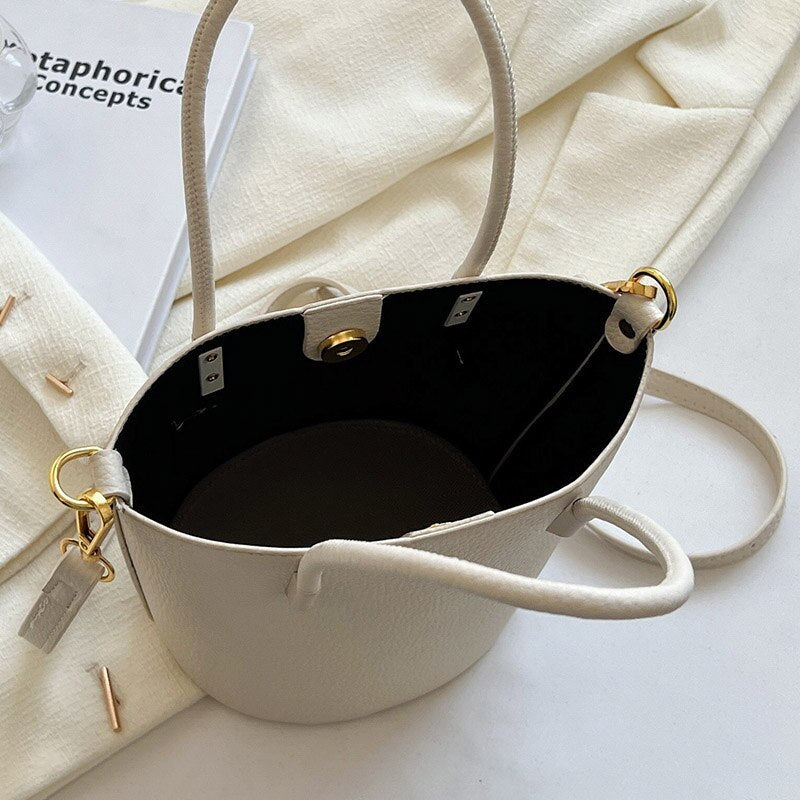 Bellachicha Kadın Kova Çantası Minimalist Renk Şık Taşınabilir Kompozit Çanta