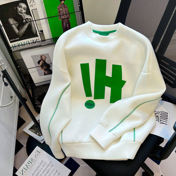 Büyük Beden Baskılı Yuvarlak Yaka Sweatshirt