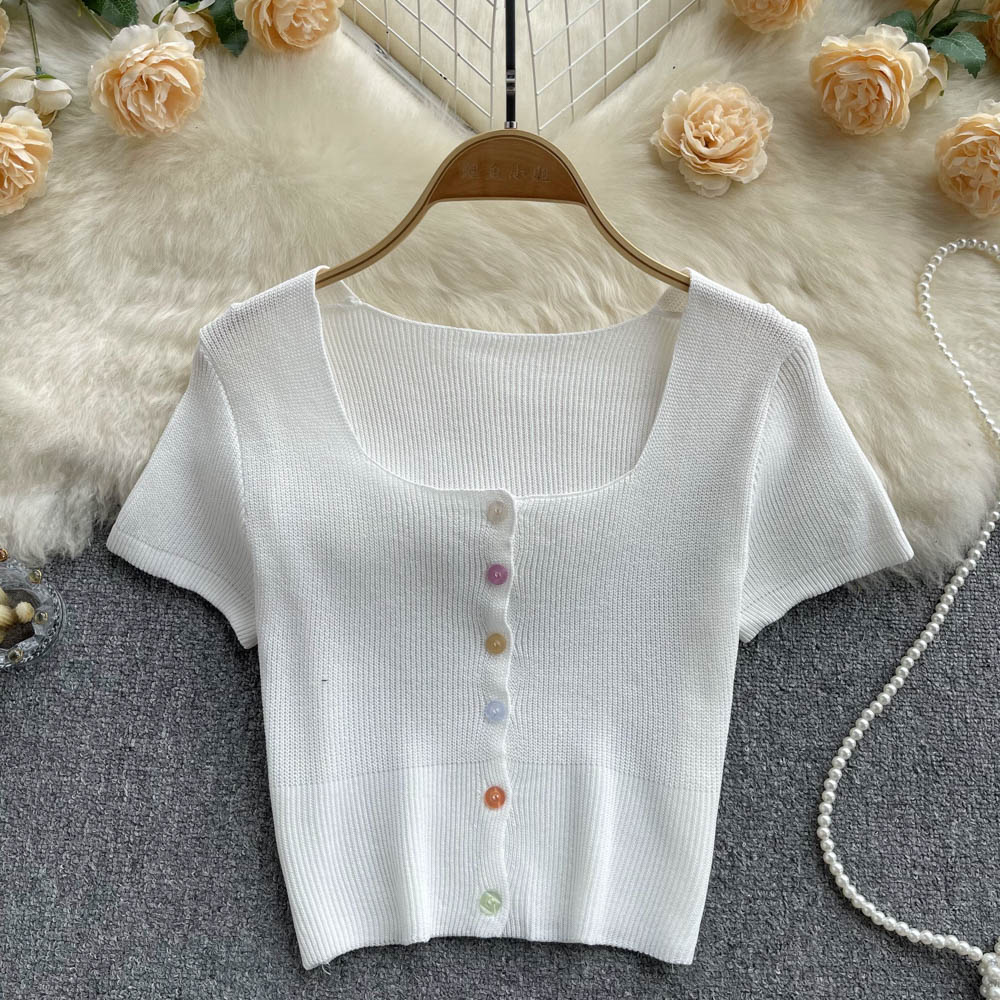 Kısa Kollu Düz Renk Esnek T-shirt