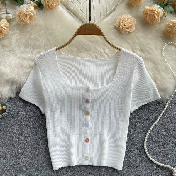 Kısa Kollu Düz Renk Esnek T-shirt