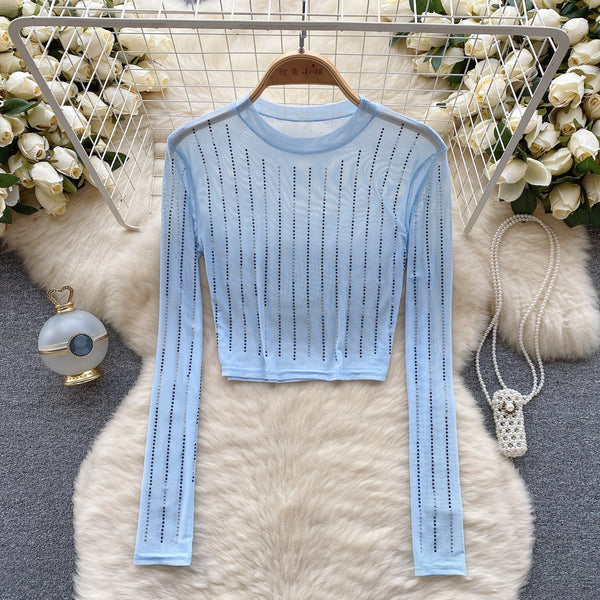 Rhinestone Taşlı Mesh Alt Tişört