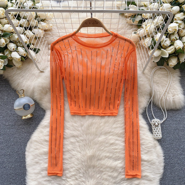 Rhinestone Taşlı Mesh Alt Tişört