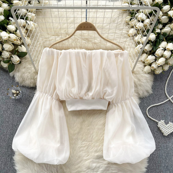 Seksiy Off-shoulder Volanlı Şifon Bluz