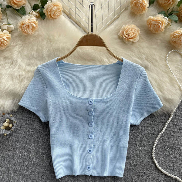 Kısa Kollu Düz Renk Esnek T-shirt