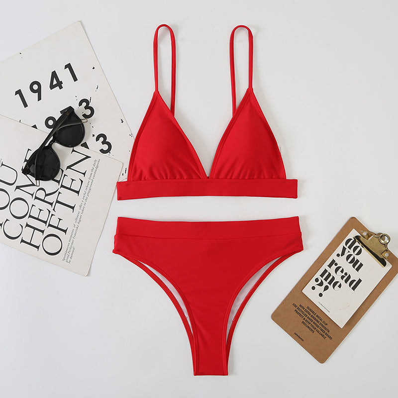 Düz Renk Şık Yastıklı Bikini