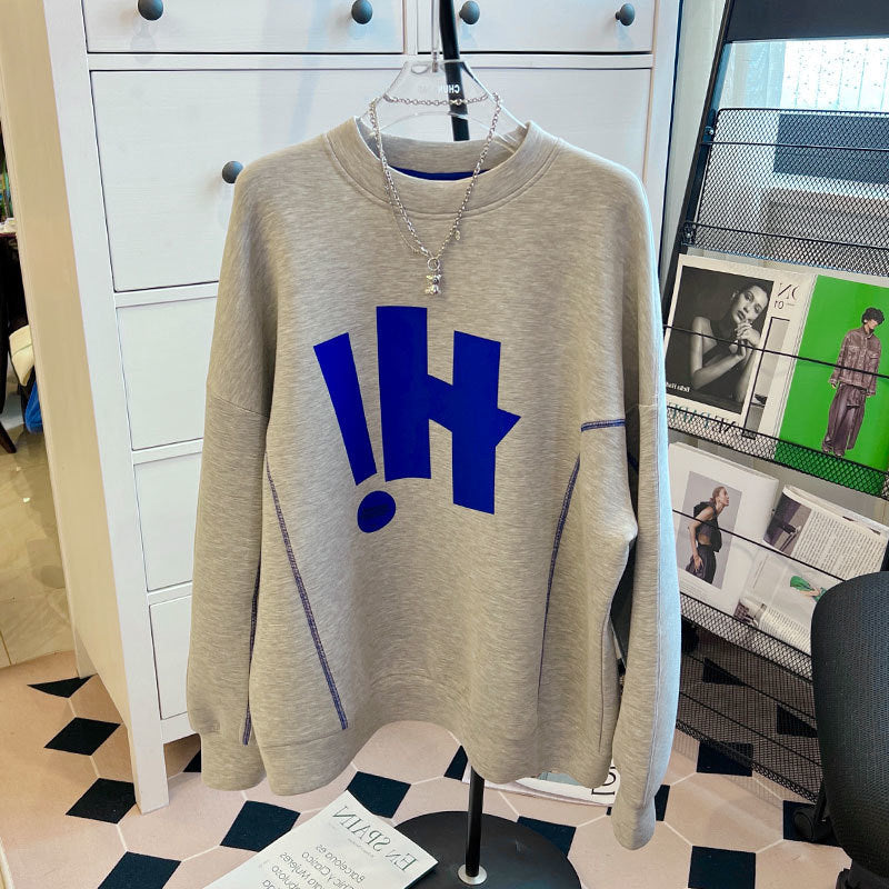 Büyük Beden Baskılı Yuvarlak Yaka Sweatshirt