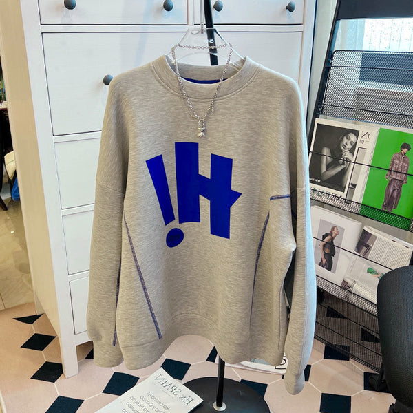 Büyük Beden Baskılı Yuvarlak Yaka Sweatshirt