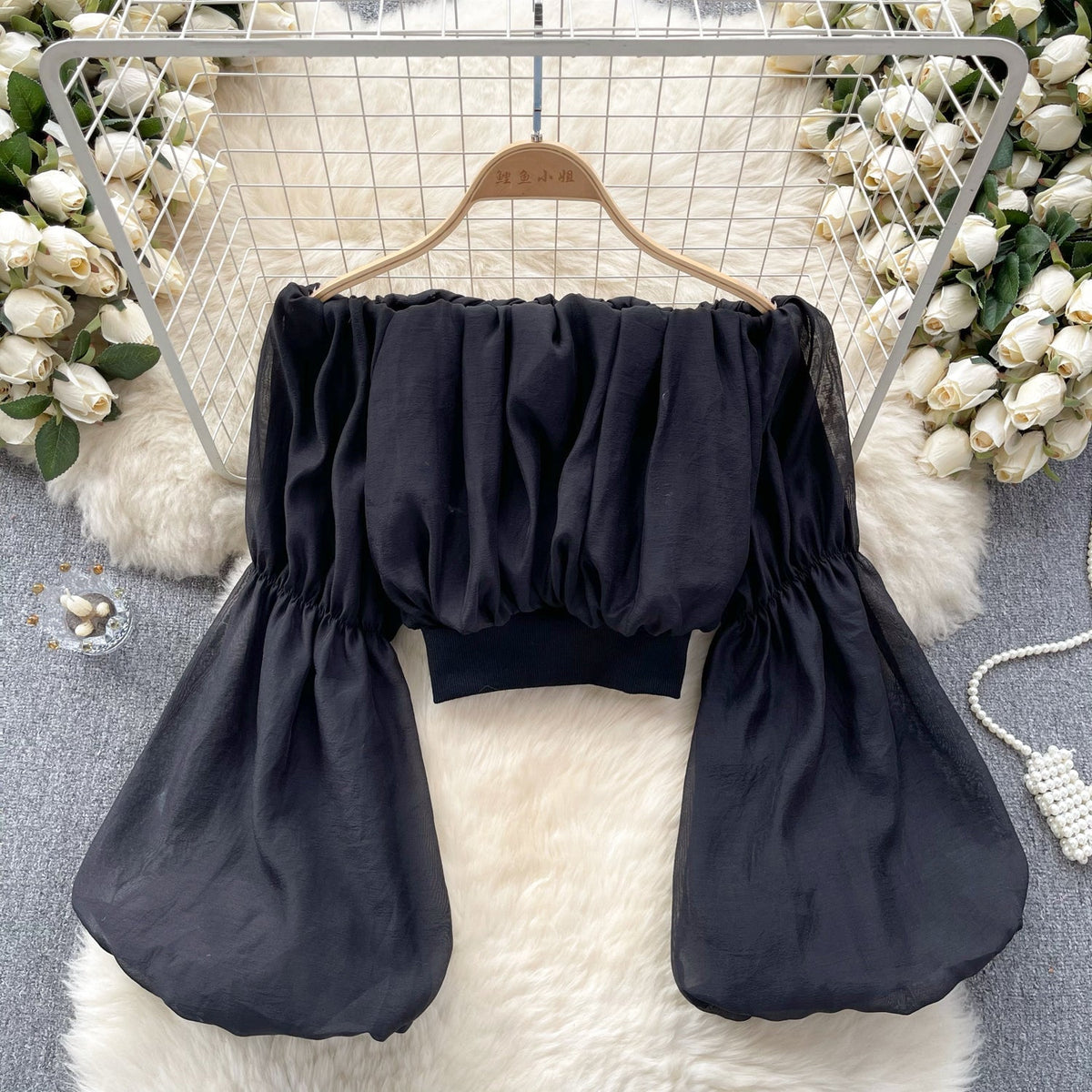 Seksiy Off-shoulder Volanlı Şifon Bluz