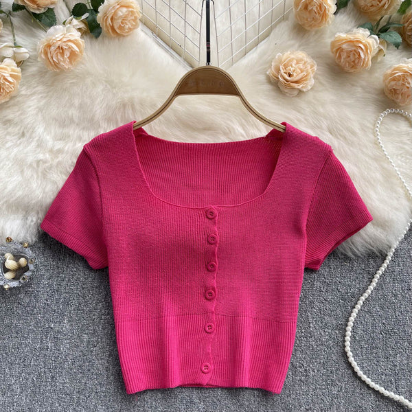 Kısa Kollu Düz Renk Esnek T-shirt