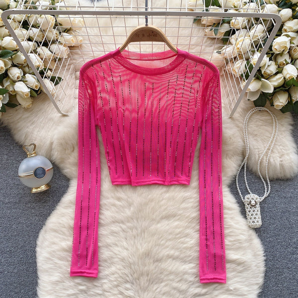 Rhinestone Taşlı Mesh Alt Tişört