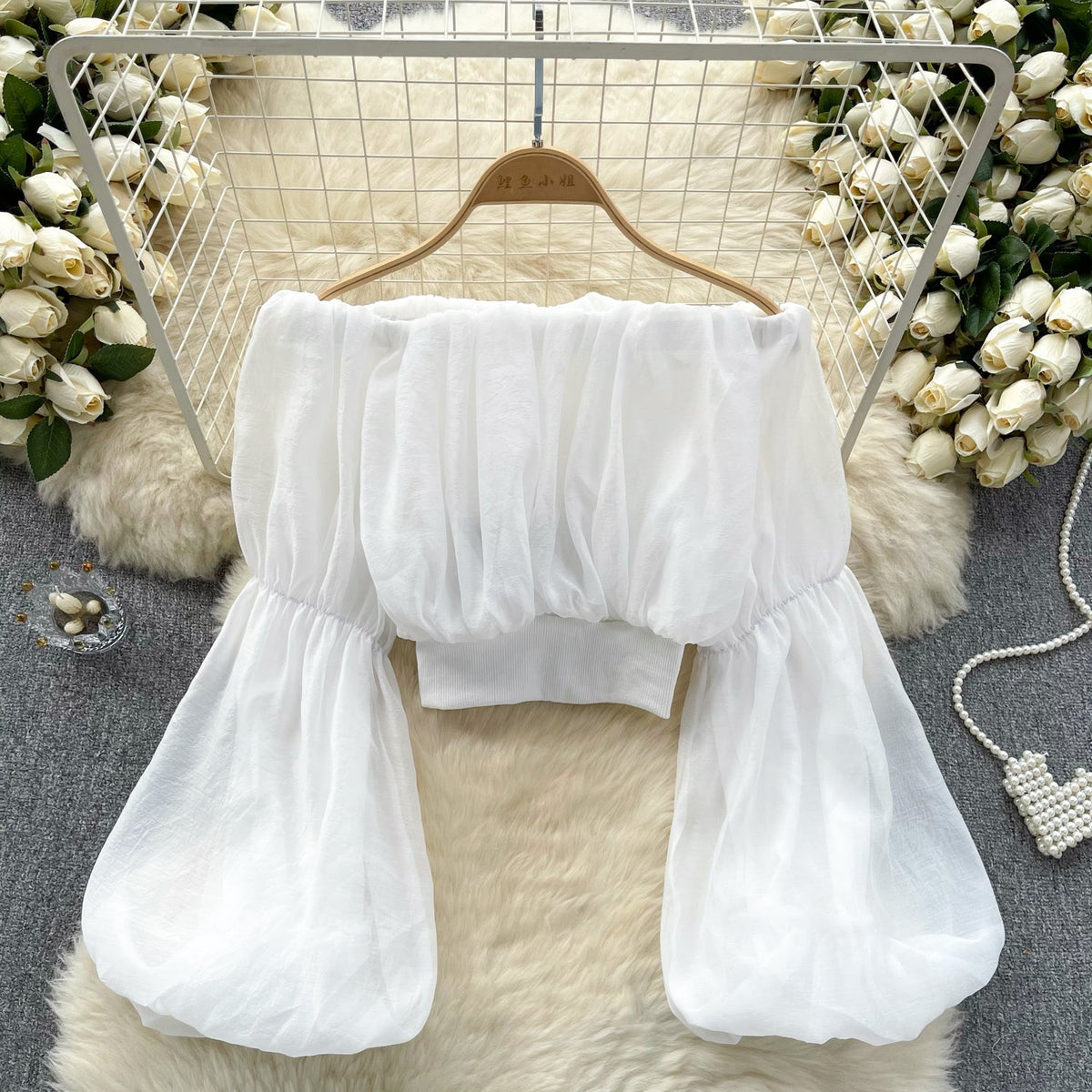 Seksiy Off-shoulder Volanlı Şifon Bluz