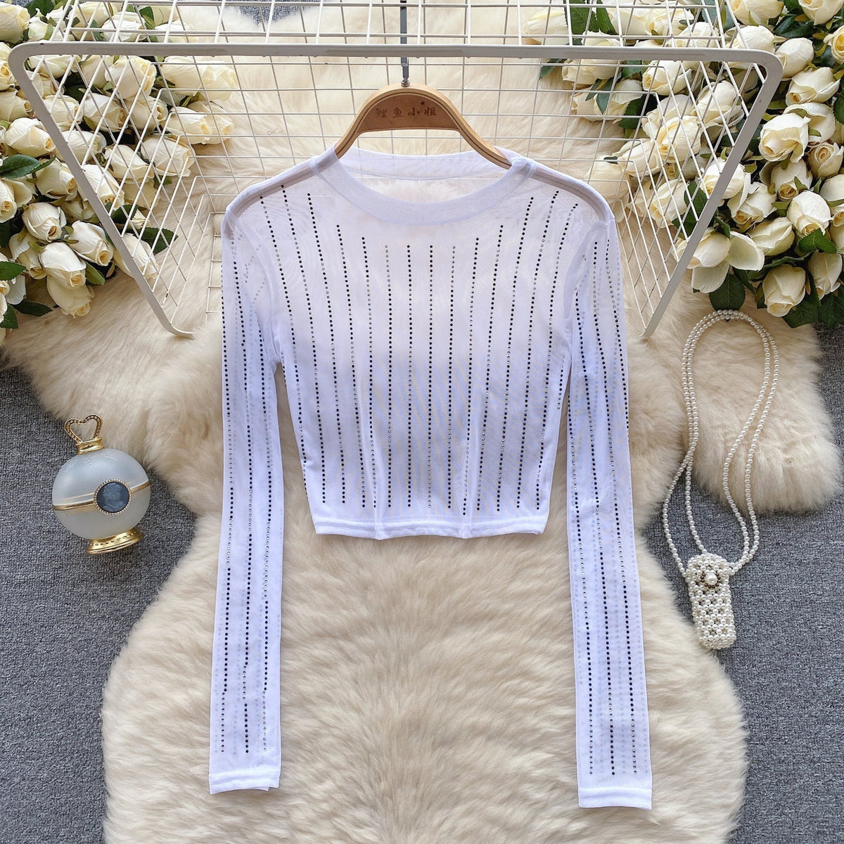 Rhinestone Taşlı Mesh Alt Tişört