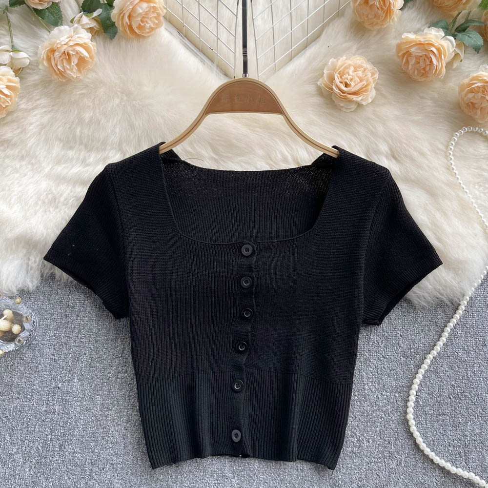 Kısa Kollu Düz Renk Esnek T-shirt
