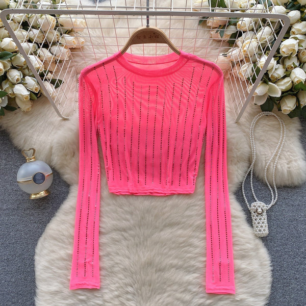 Rhinestone Taşlı Mesh Alt Tişört