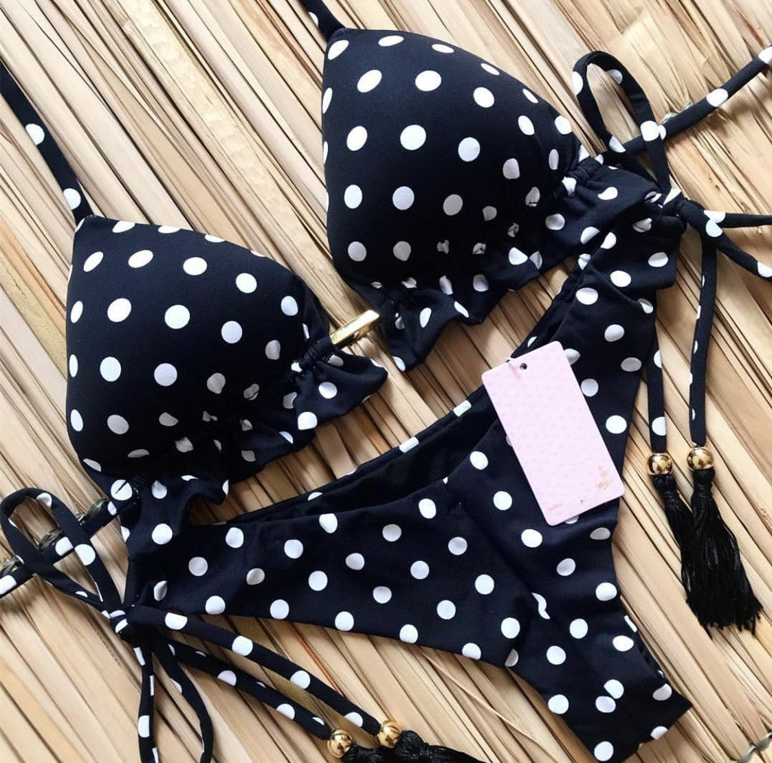 Renkli Baskılı Bağcıklı Bikini