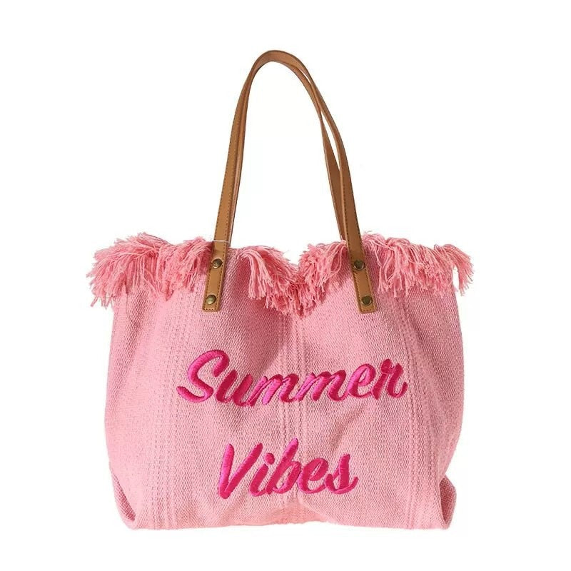Bellachicha Yaz Vibes Plaj Çantası | Renkli Yaz Desenli Plaj Çantası