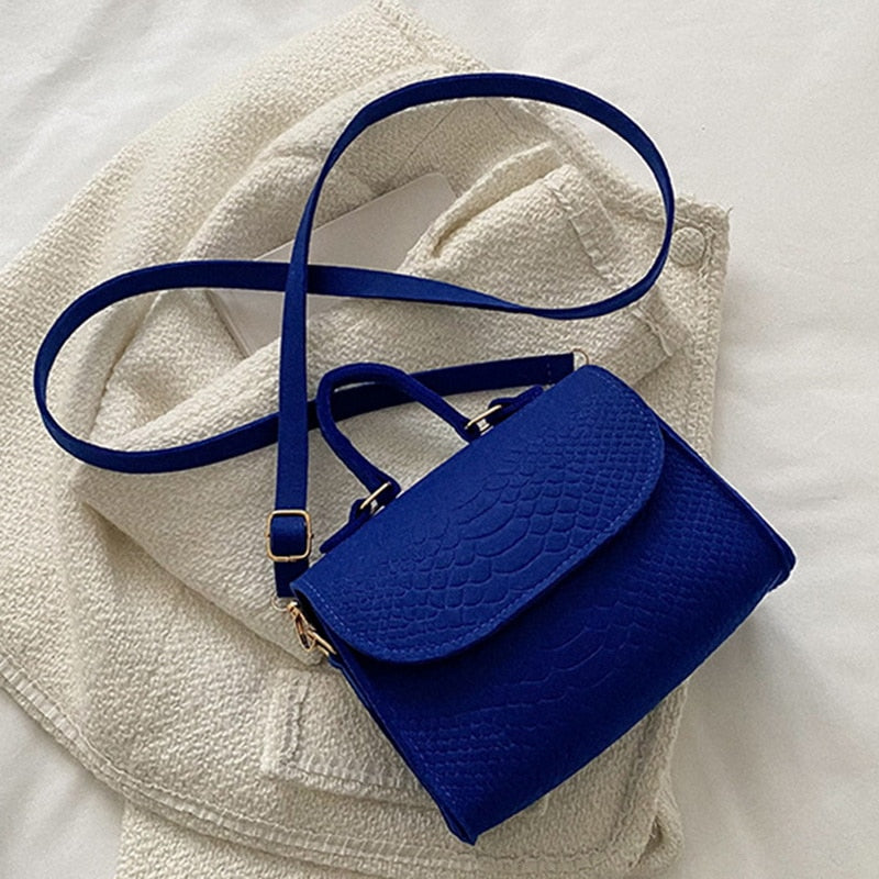 Bellachicha Kadın Keçe Omuz Çantası | Lüks Tasarım Retro El Çantaları | Krokodil Desenli Crossbody Çanta