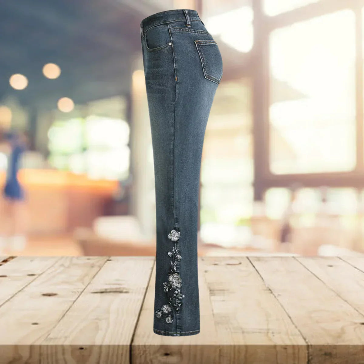 Yvonne | Vintage Tarzı Rahat Desenli Denim Salaş Pantolon