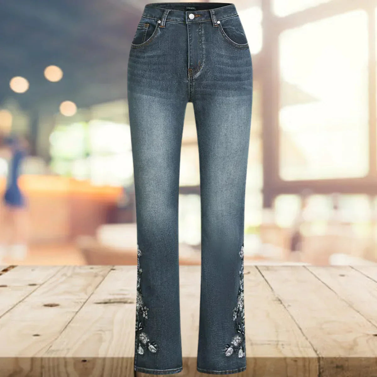 Yvonne | Vintage Tarzı Rahat Desenli Denim Salaş Pantolon