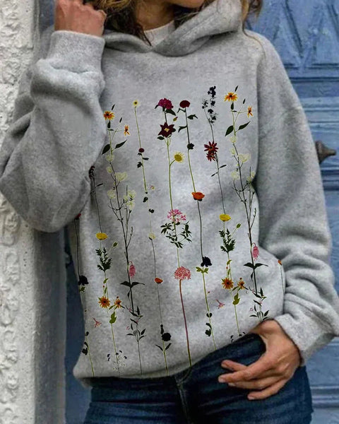 Elle&vire - çiçek desenli kapüşonlu sweatshirt