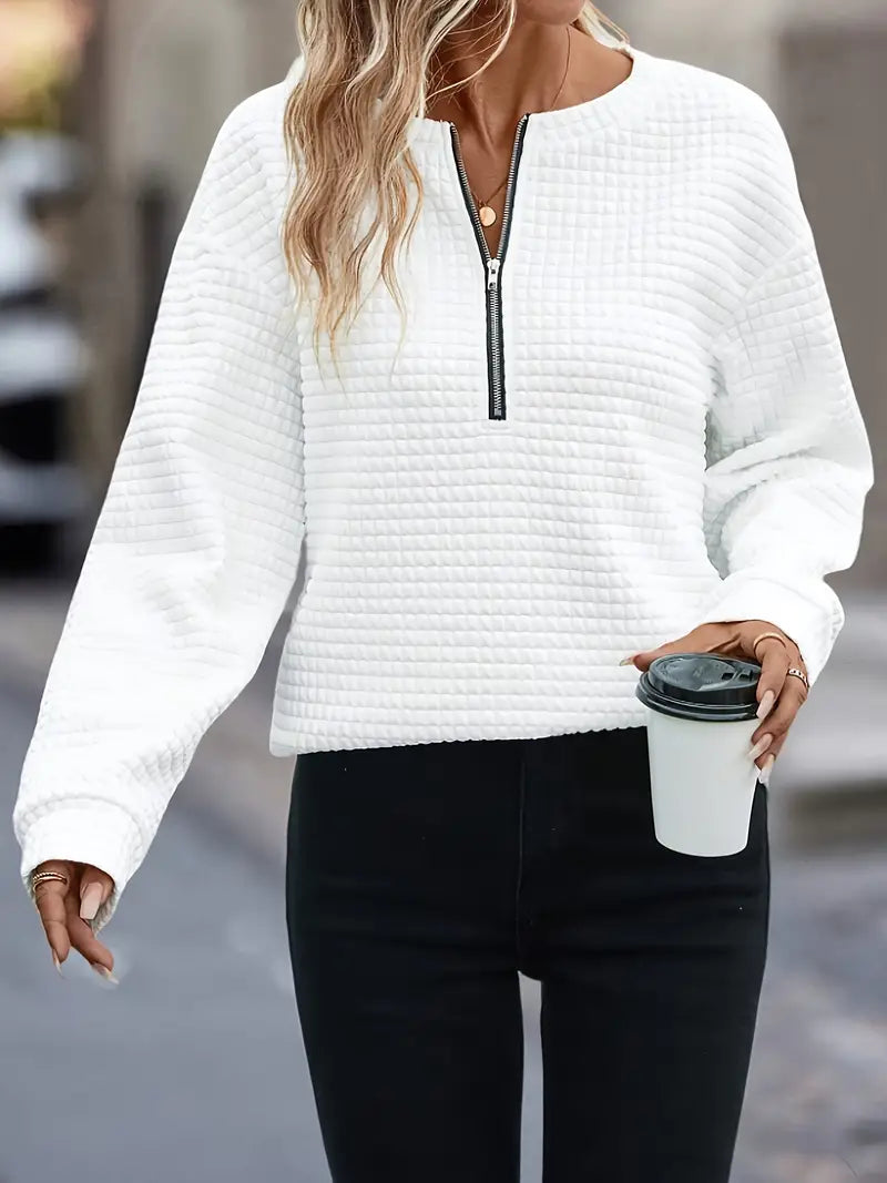 Audrey – bahar için yarım fermuarlı rahat uzun kollu sweatshirt